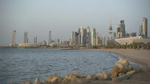Beach Skyline Kuwait City Stock-Footage 76837172