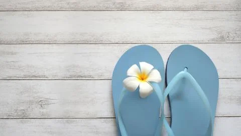 Beach slippers summer background Stock Photos