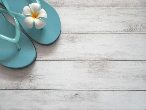Beach slippers summer background Stock Photos