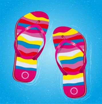 Beach slippers in water. Stock Illustration