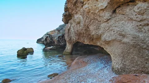 Beach with small rocks in 4k (UHD) Stock Footage 136219344