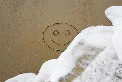 Beach smiley face Stock Photos