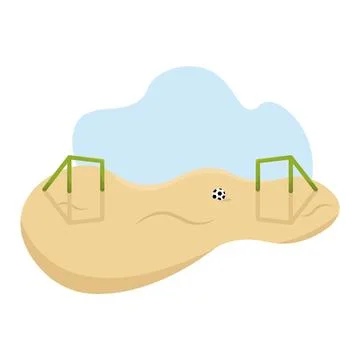Beach soccer field view. Vector Stock Illustration