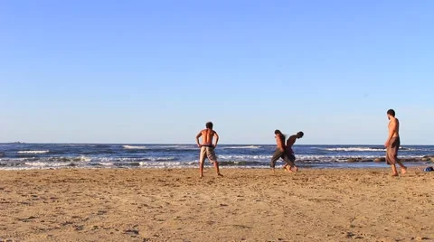 Beach Soccer Friends Stock Footage 55343095