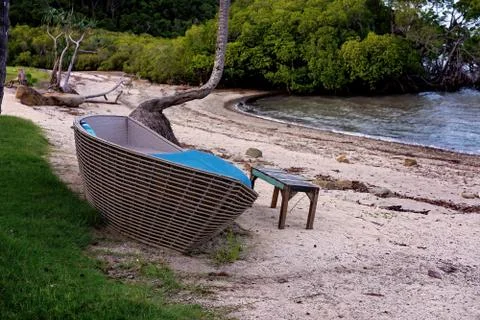 Beach Sofa On The Sand Stock Photos