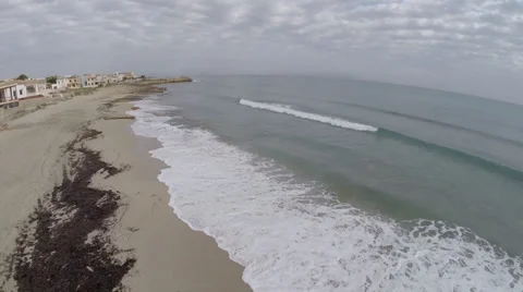 Beach of Son Sera de Marina  - Aerial Flight, Mallorca Stock Footage 38676496