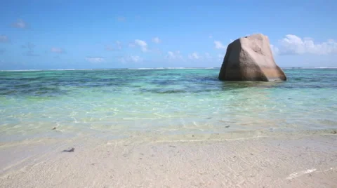 Beach Source D'Argent at Seychelles Stock Footage 40041096