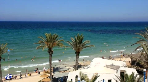 Beach in Sousse, Tunisia Stock Footage 771869