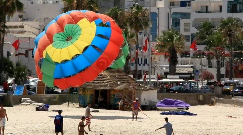 Beach in Sousse, Tunisia Stock Footage 772155