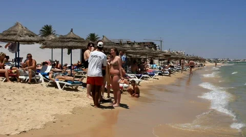 Beach in Sousse, Tunisia Stock Footage 774435