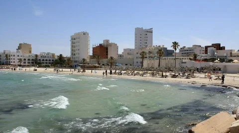 Beach in Sousse, Tunisia Stock Footage 779042