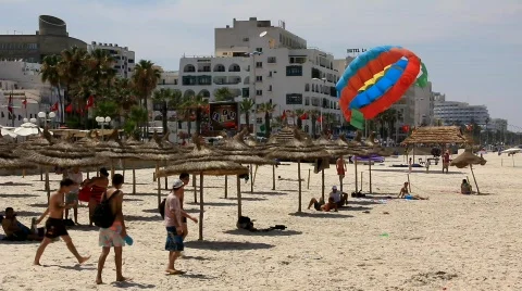 Beach in Sousse, Tunisia Stock Footage 779184
