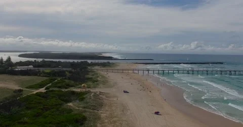 Beach at Spit with Wavebreak island in background Stock-Footage 64740104