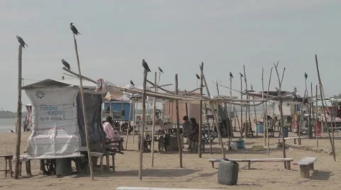 Beach Stalls in Mumbai Stock-Footage 55432894