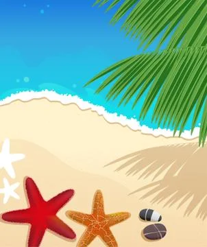 Beach with starfishes Stock Illustration