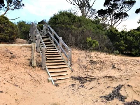 Beach Steps at Beach in Cowes, Phillip Island, Australia Stock Photos