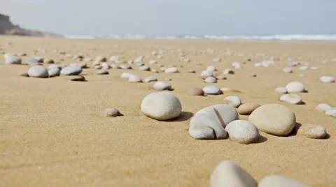 Beach Stone Panorama 4k Stock Footage 69018217