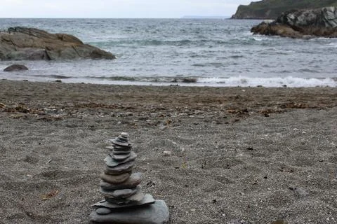 Beach stone stack. Stock Photos