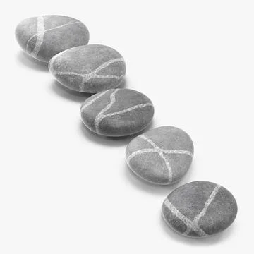 Beach Stones with Quartz Veins 3D Model