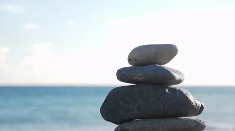 Beach - Stones Stacked with Ocean 스톡 동영상 8652193