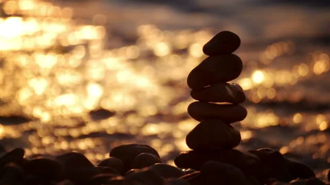 Beach Stones in Sunset Waves Stock Footage 116996547