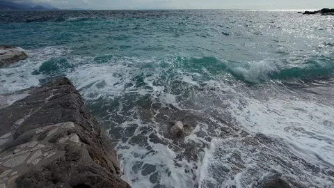 Beach before the storm. Montenegro Stock Footage 266822092