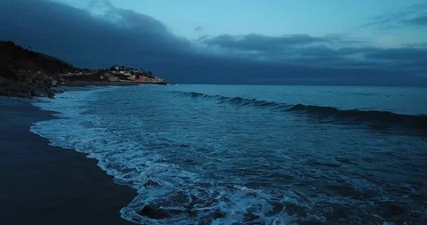 Beach Storm Waves backgrounds, Dark Ocean with Storm Clouds in 4k Video stock 106455183