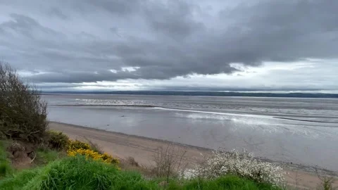 Beach stormy sky sand coast Stock Footage 240855829
