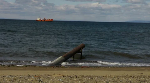 A beach on the Strait of Magellan - Punta Arenas I Stock Footage 33700005