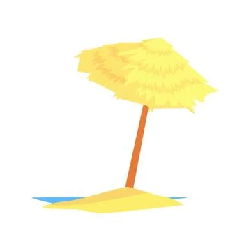 Beach straw umbrella cartoon vector illustration Stockillustratie