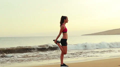 Beach Stretching Quad Stock Footage 52824024