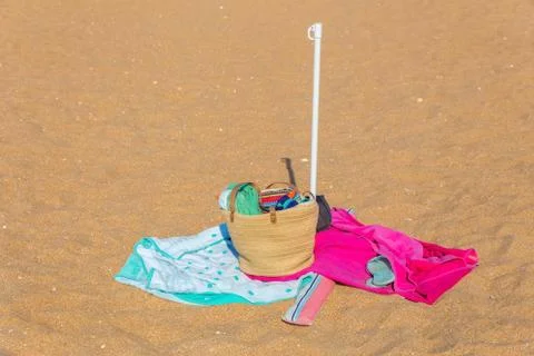 Beach stuff on the sand Stock Photos