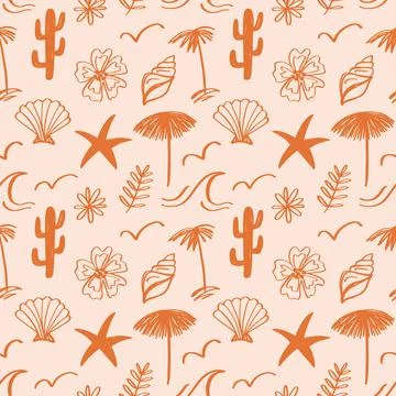 Beach Sumer simple boho seamless pattern Stock Illustration