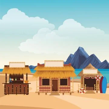 Beach summer cartoon Stock Illustration