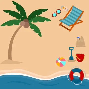 Beach summer with element Stock Illustration