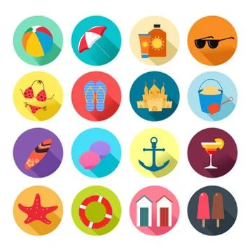 Beach Summer Icons Stock Illustration
