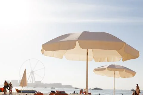 Beach summer umbrella Stock Photos