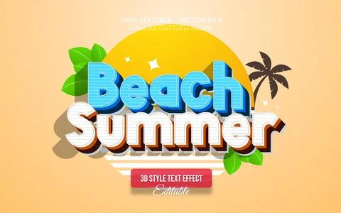 Beach Summer Vintage text effect editable イラスト素材