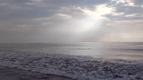 Beach &amp; Sun Covered By Clouds Stock Footage 271634341