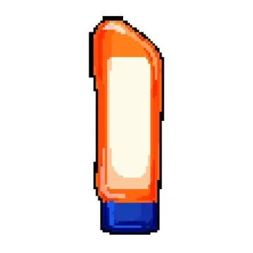 Beach sun cream pixel art vector illustration Stock Illustration