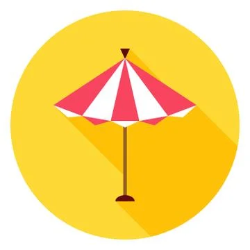 Beach Sun Umbrella Circle Icon 스톡 일러스트