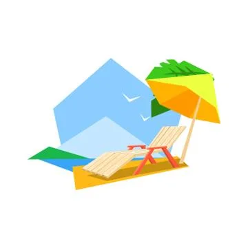 Beach Sunbed And Umbrella Ilustración de archivo