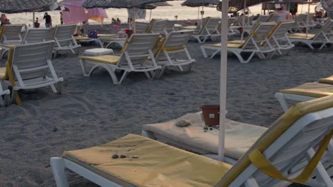 Beach Sunbeds Stock Footage 339706804