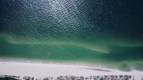 Beach Sunny Day Empty Blue Sea Summer Sky Water Sea. Aerial view Stock Footage 81713052