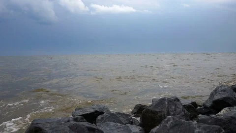 Beach Sunny Day Empty Blue Sea Summer Sky Water Stock Footage 85150520