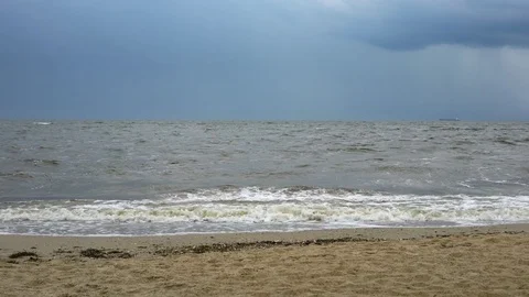 Beach Sunny Day Empty Blue Sea Summer Sky Water Stock Footage 85150907