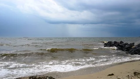 Beach Sunny Day Empty Blue Sea Summer Sky Water Stock Footage 85151864