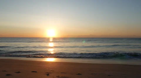 Beach Sunrise Pan Stock Footage 63153254