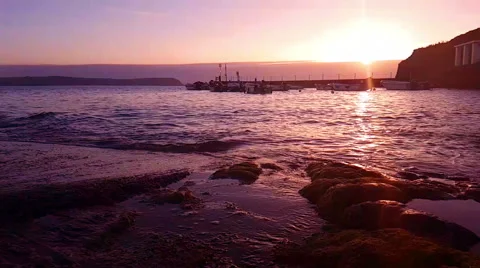 Beach sunrise in slow motion Stock Footage 67604922