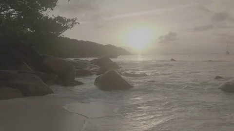 Beach at Sunset 2 flat Stock Footage 80188745